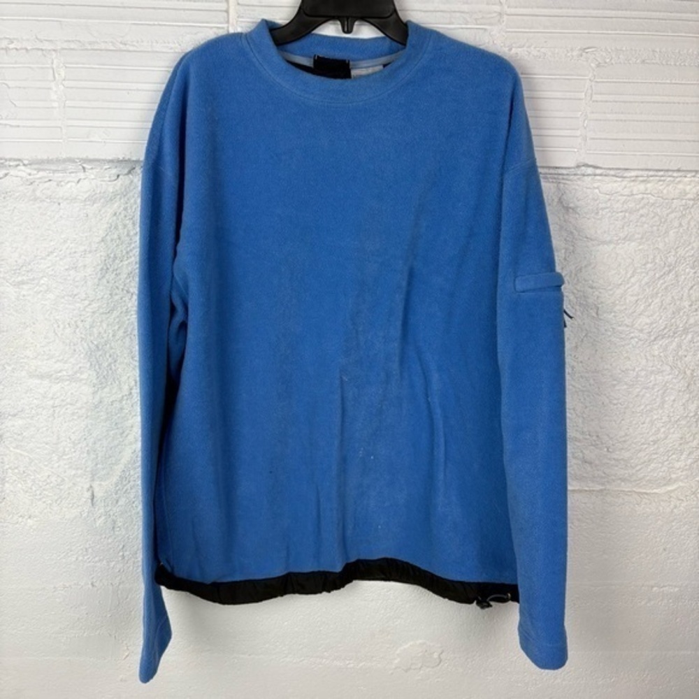 GENUINE STUFF blue fleece crew neck zipper arm comfy sweater size XL
